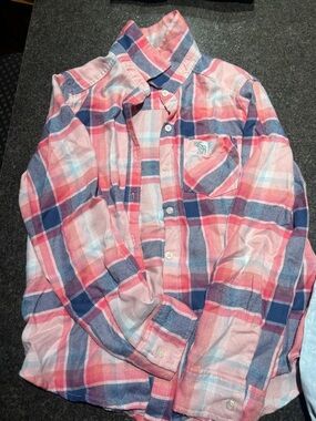 abercrombie kids Pink and Blue Plaid Button-Down Shirt